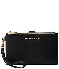Michael Kors Adele Double Zip Gold Tone Wristlet Wallet