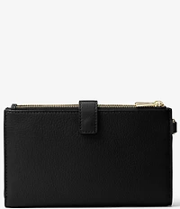 Michael Kors Adele Double Zip Gold Tone Wristlet Wallet
