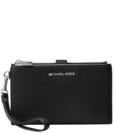 Michael Kors Adele Double-Zip Silver-Tone Wristlet
