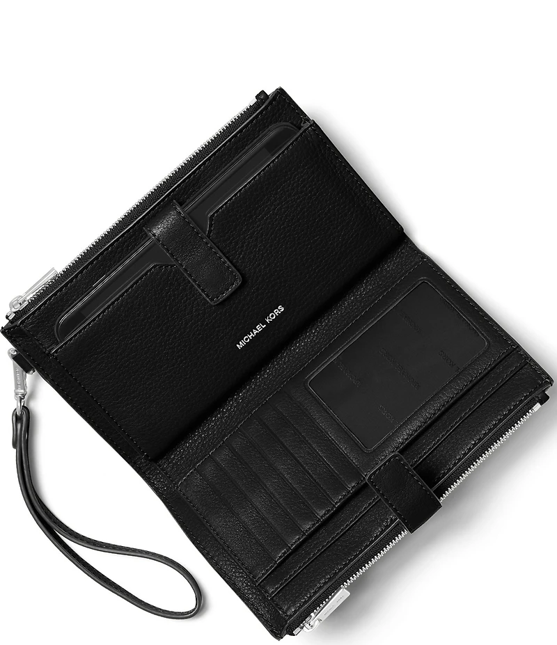 Michael Kors Adele Double-Zip Silver-Tone Wristlet