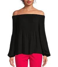 MICHAEL Michael Kors Crepe Pleated Off-the-Shoulder Blouse