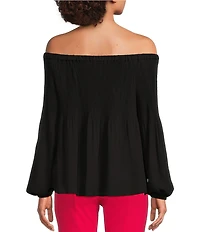 MICHAEL Michael Kors Crepe Pleated Off-the-Shoulder Blouse
