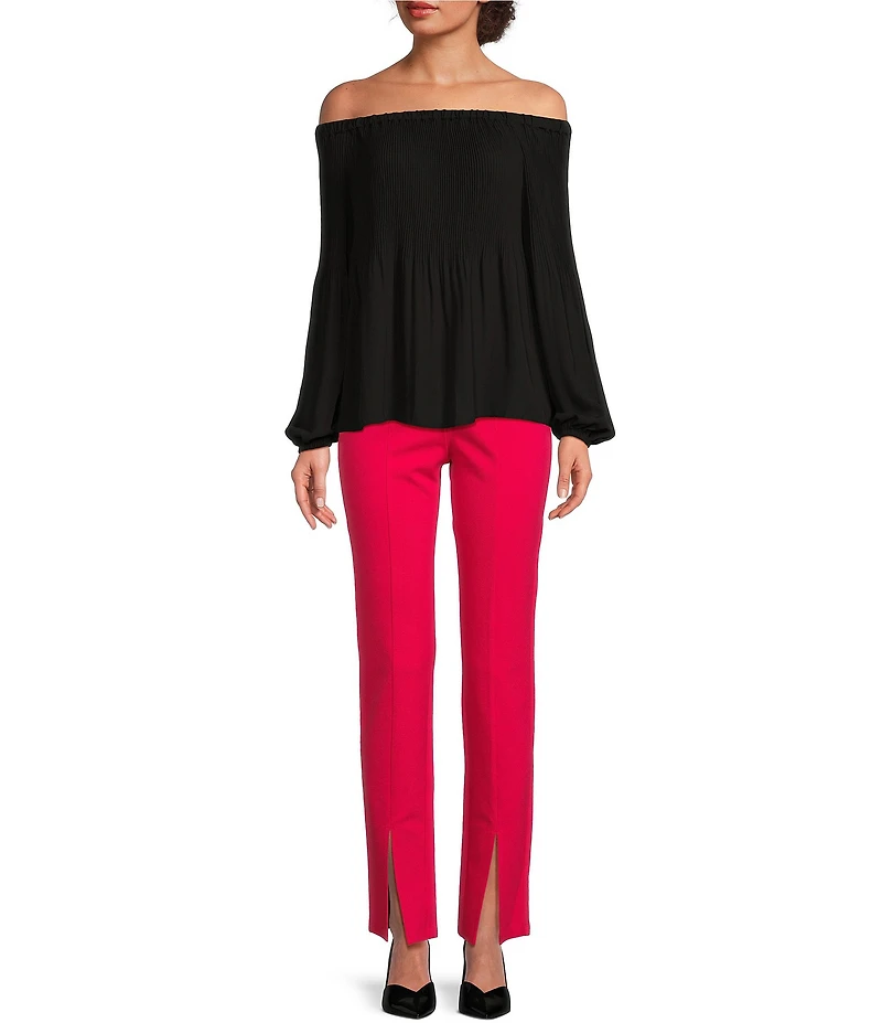 MICHAEL Michael Kors Crepe Pleated Off-the-Shoulder Blouse