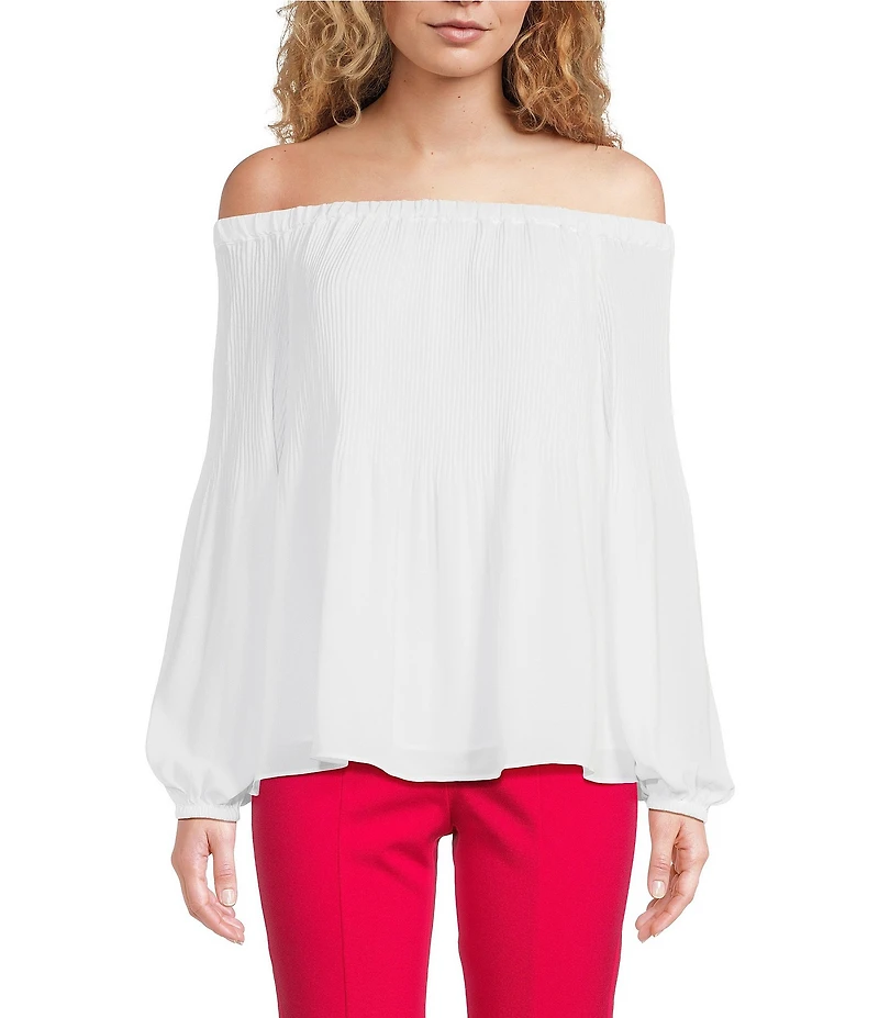MICHAEL Michael Kors Crepe Pleated Off-the-Shoulder Blouse
