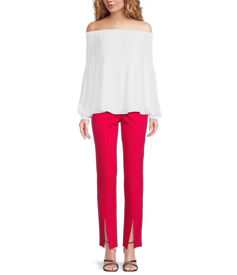MICHAEL Michael Kors Crepe Pleated Off-the-Shoulder Blouse
