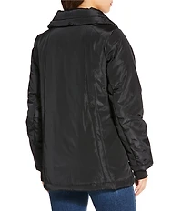 MICHAEL Michael Kors Faux Fur Stand Collar Long Sleeve Water Resistant Snap Front Active Jacket