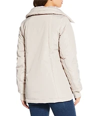MICHAEL Michael Kors Faux Fur Stand Collar Long Sleeve Water Resistant Snap Front Active Jacket