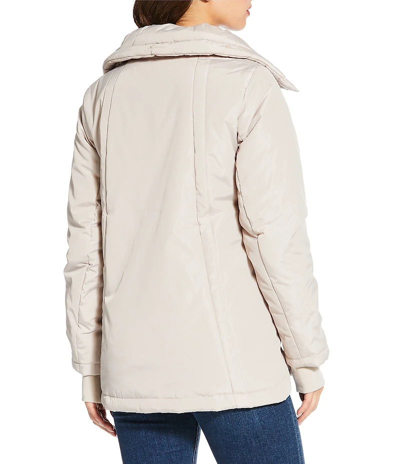 MICHAEL Michael Kors Faux Fur Stand Collar Long Sleeve Water Resistant Snap Front Active Jacket