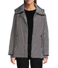 MICHAEL Michael Kors Faux Fur Stand Collar Long Sleeve Water Resistant Snap Front Active Jacket