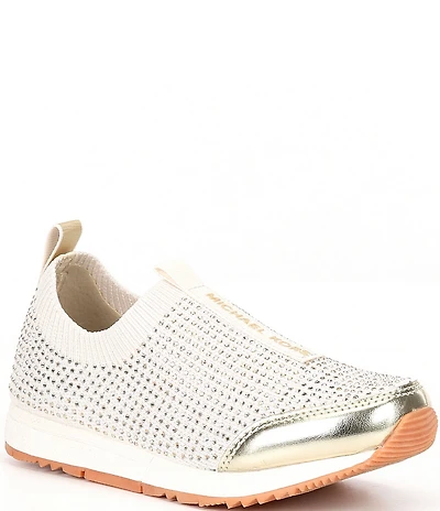 MICHAEL Michael Kors Girls' Allie Sock Crystal Embellished Slip On Sneakers (Youth)