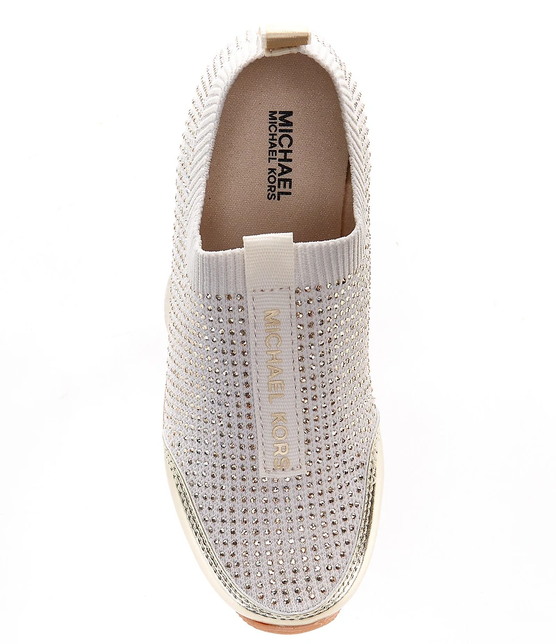 MICHAEL Michael Kors Girls' Allie Sock Crystal Embellished Slip On Sneakers (Youth)