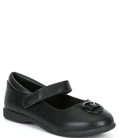 MICHAEL Michael Kors Girls' Amber Aiden Leather Logo Mary Jane Ballet Flats (Youth)