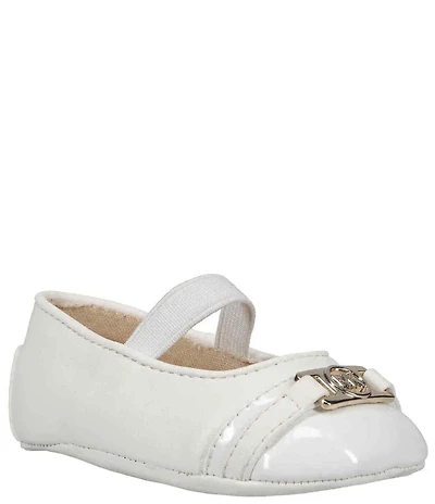 MICHAEL Michael Kors Girls' Baby Nyomi Cap Toe Logo Hardware Detail Ballet Crib Shoes (Infant)