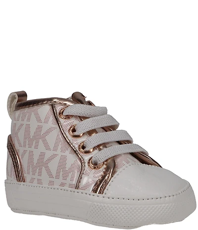 MICHAEL Michael Kors Girls' Baby Split Hi-Top Logo Sneaker Crib Shoes (Infant)