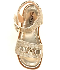 MICHAEL Michael Kors Girls' Kieran Glitter Ankle Wrap Sandals (Toddler)