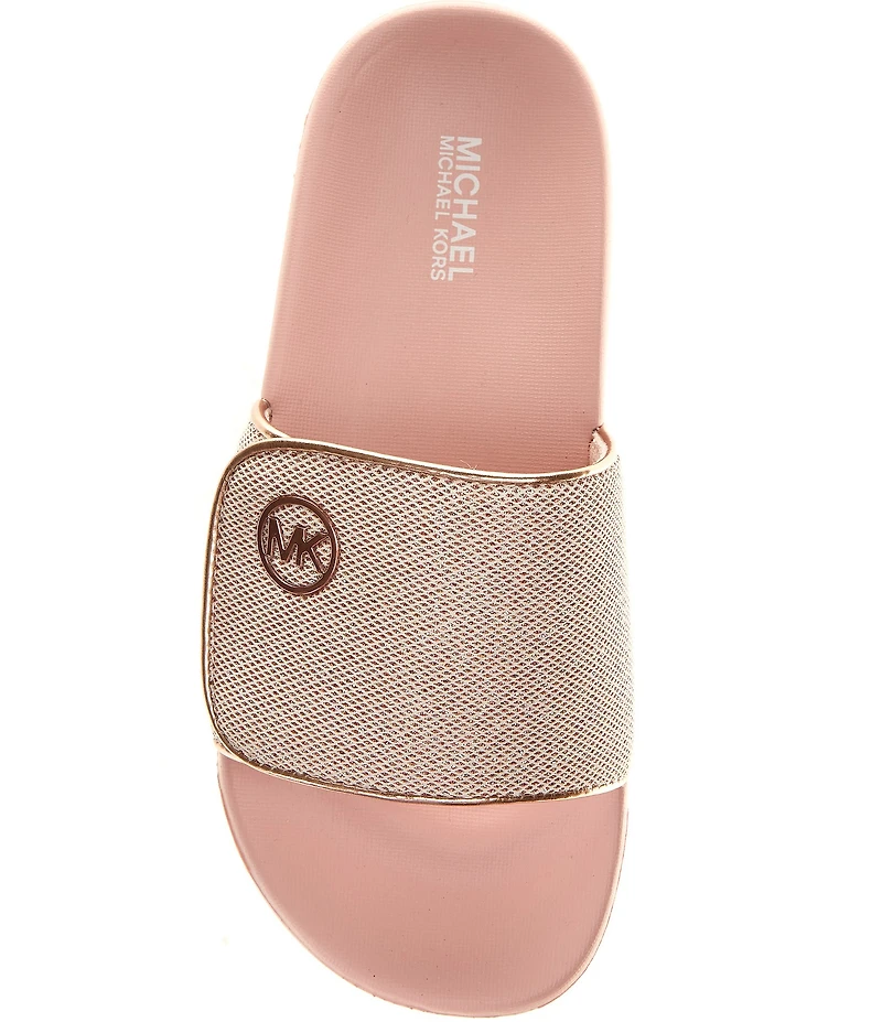 MICHAEL Michael Kors Girls' Jett Darby Metallic Adjustable Strap Slide Sandals (Toddler)