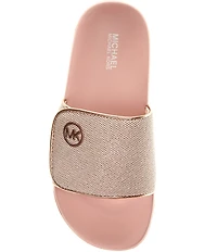 MICHAEL Michael Kors Girls' Jett Darby Metallic Adjustable Strap Slide Sandals (Toddler)