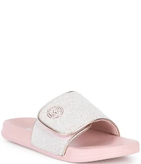 MICHAEL Michael Kors Girls' Jett Darby Metallic Adjustable Strap Slide Sandals (Youth)
