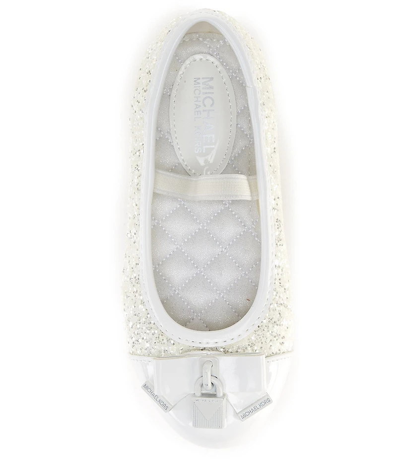 MICHAEL Michael Kors Girls' Kenya Glitter Padlock Hardware Bow Ballet Flats (Infant)