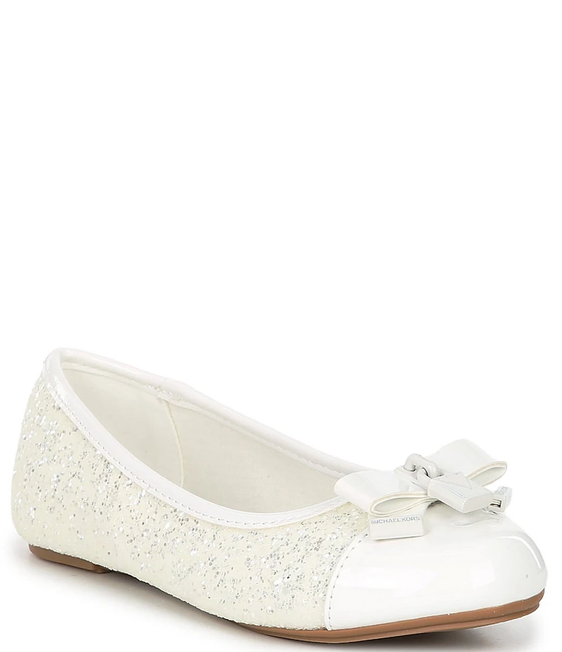 MICHAEL Michael Kors Girls' Kenya Glitter Padlock Hardware Bow Ballet Flats (Youth)