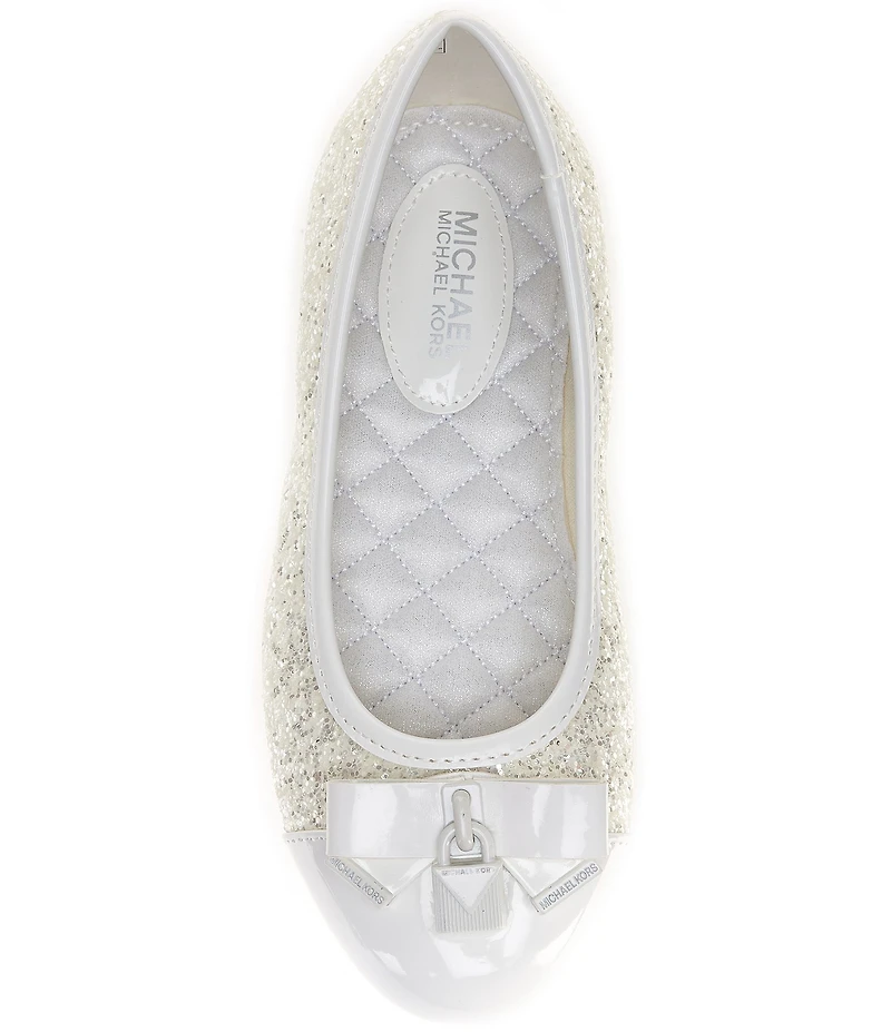 MICHAEL Michael Kors Girls' Kenya Glitter Padlock Hardware Bow Ballet Flats (Youth)