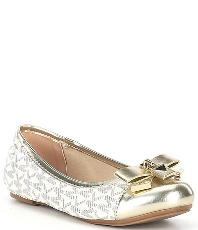 MICHAEL Michael Kors Girls' Kenya Metallic Logo Padlock Hardware Bow Ballet Flats (Toddler)