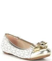 MICHAEL Michael Kors Girls' Kenya Metallic Logo Padlock Hardware Bow Ballet Flats (Toddler)