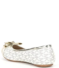 MICHAEL Michael Kors Girls' Kenya Metallic Logo Padlock Hardware Bow Ballet Flats (Toddler)