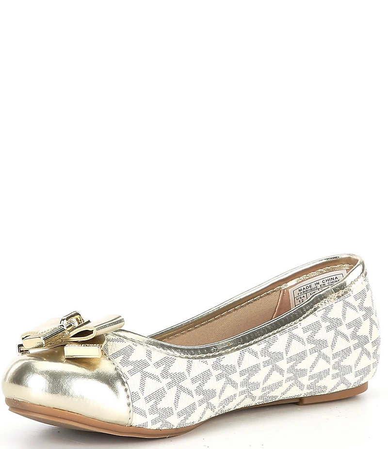 MICHAEL Michael Kors Girls' Kenya Metallic Logo Padlock Hardware Bow Ballet Flats (Toddler)