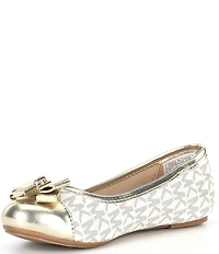 MICHAEL Michael Kors Girls' Kenya Metallic Logo Padlock Hardware Bow Ballet Flats (Toddler)