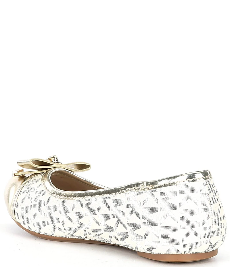 MICHAEL Michael Kors Girls' Kenya Metallic Logo Padlock Hardware Bow Detail Ballet Flats (Youth)