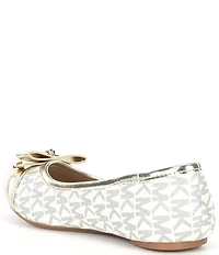 MICHAEL Michael Kors Girls' Kenya Metallic Logo Padlock Hardware Bow Detail Ballet Flats (Youth)