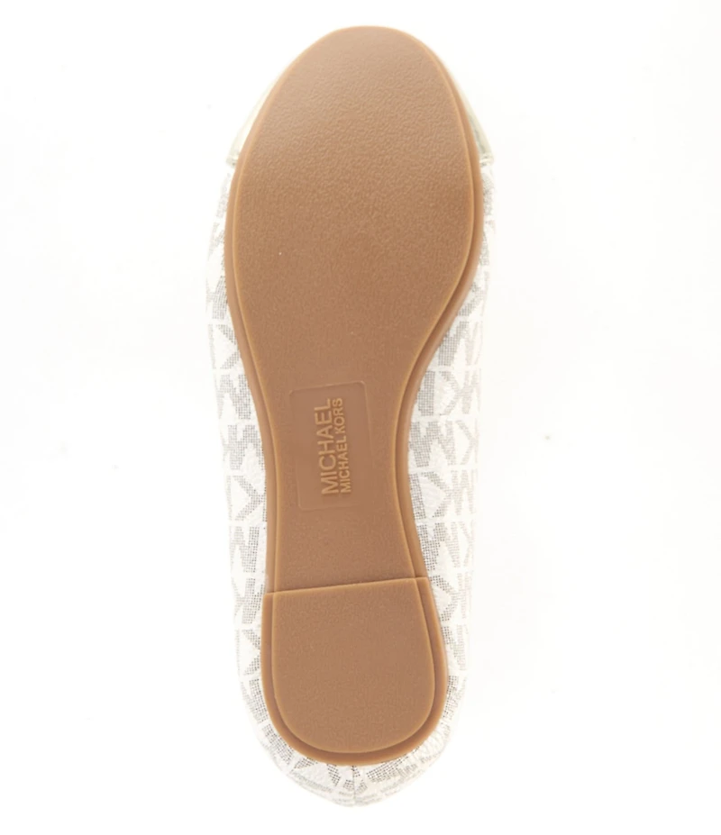 MICHAEL Michael Kors Girls' Kenya Metallic Logo Padlock Hardware Bow Detail Ballet Flats (Youth)