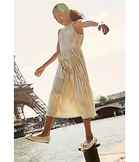 MICHAEL Michael Kors Girls' Kenya Metallic Logo Padlock Hardware Bow Detail Ballet Flats (Youth)