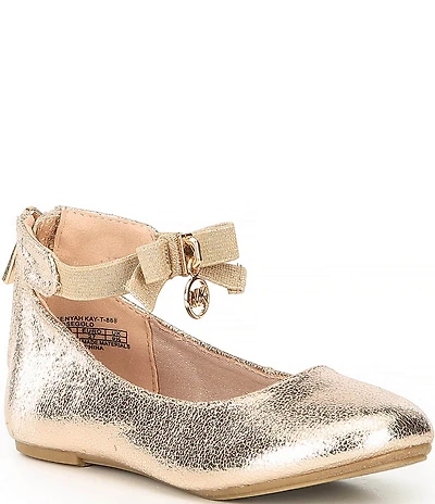 MICHAEL Michael Kors Girls' Kenyah Kay-T Bow Logo Charm Ballet Flats (Toddler)