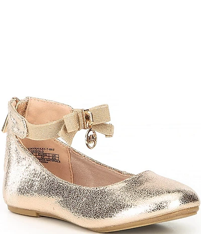 MICHAEL Michael Kors Girls' Kenyah Kay-T Bow Logo Charm Ballet Flats (Infant)