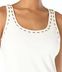 MICHAEL Michael Kors Half Moon Studs Scoop Neck Tank Dress Swim Cover-Up