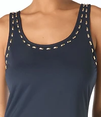MICHAEL Michael Kors Half Moon Studs Scoop Neck Tank Dress Swim Cover-Up