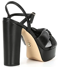 Michael Kors Josie Leather Knot Detail Ankle Strap Platform Dress Sandals