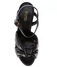 Michael Kors Josie Leather Knot Detail Ankle Strap Platform Dress Sandals