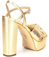 Michael Kors Josie Leather Knot Detail Ankle Strap Platform Dress Sandals