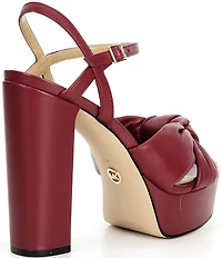 Michael Kors Josie Leather Knot Detail Ankle Strap Platform Dress Sandals