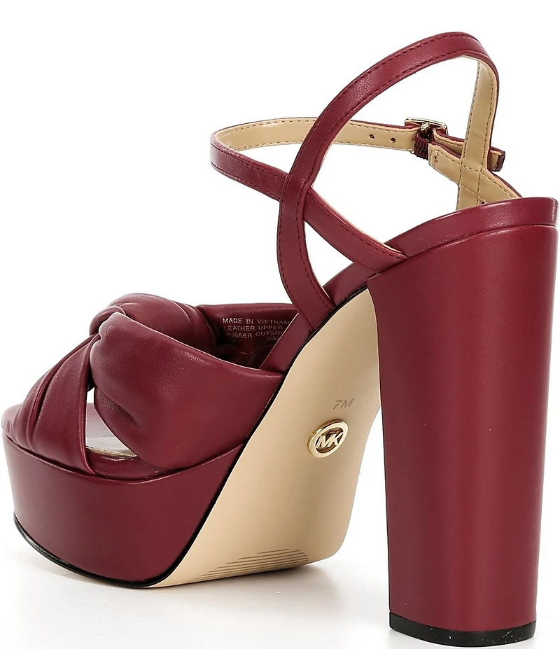 Michael Kors Josie Leather Knot Detail Ankle Strap Platform Dress Sandals