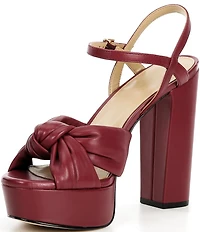 Michael Kors Josie Leather Knot Detail Ankle Strap Platform Dress Sandals