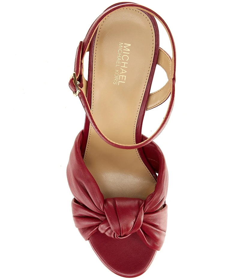 Michael Kors Josie Leather Knot Detail Ankle Strap Platform Dress Sandals