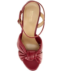Michael Kors Josie Leather Knot Detail Ankle Strap Platform Dress Sandals