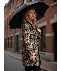 MICHAEL Michael Kors Leopard Print Stand Collar Elastic Waist Water-Reistant Anorak Jacket