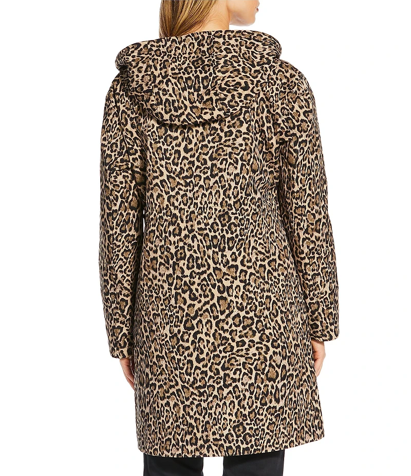 MICHAEL Michael Kors Leopard Print Stand Collar Elastic Waist Water-Reistant Anorak Jacket