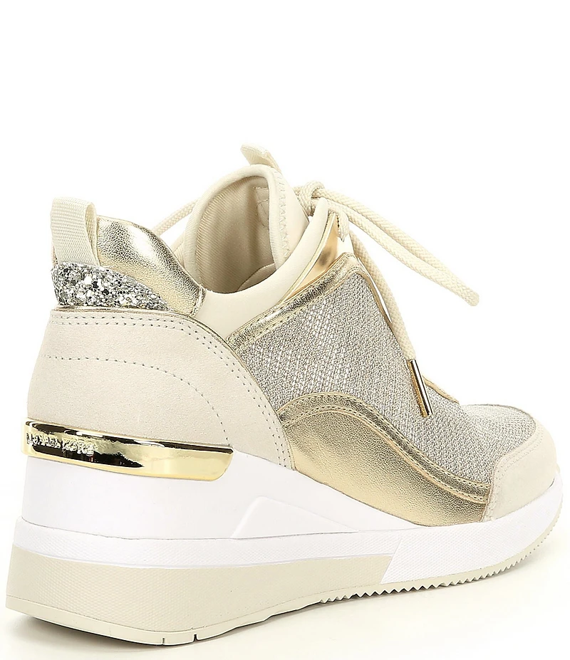 MICHAEL Michael Kors Lolly Glitter Fabric Lace Up Platform Wedge Trainers