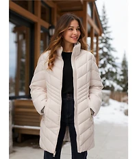 MICHAEL Michael Kors Quilted Faux Fur Trim Stand Collar Hooded Zip Front Puffer Jacket